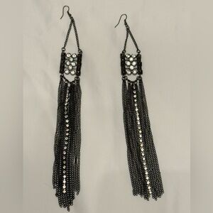 Elegant Black and Silver Tassel Earrings